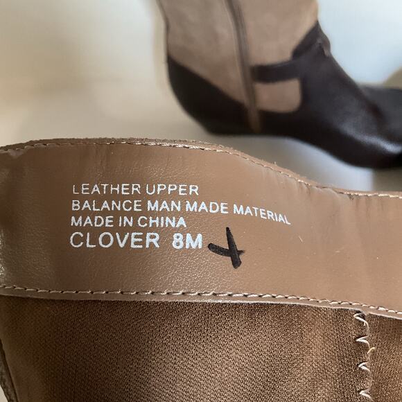 Crown Vintage Clover Knee High Leather & Suede Boots Brown Tan Size 8 - Picture 7 of 9